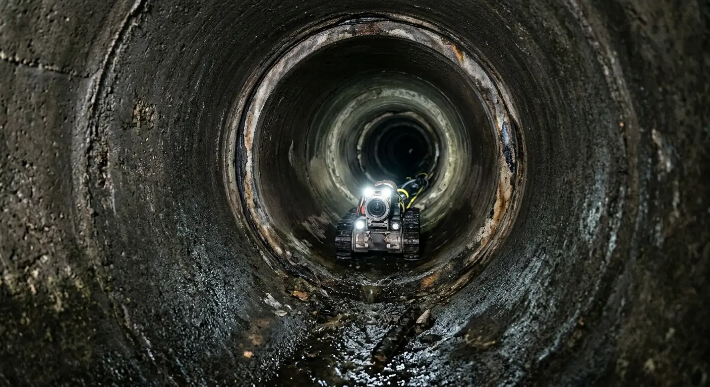 Robotic sewer camera inspecting pipe interior for Drain Snake Service in Lavon